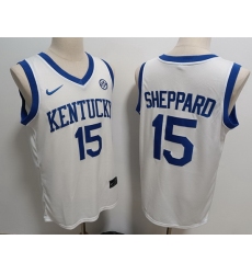 Men Kentucky Wildcats #15 Reed Sheppard White Stitched NCAA Jersey