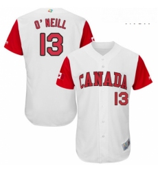 Mens Canada Baseball Majestic 13 Tyler ONeill White 2017 World Baseball Classic Authentic Team Jersey