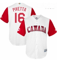 Mens Canada Baseball Majestic 16 Nick Pivetta White 2017 World Baseball Classic Replica Team Jersey