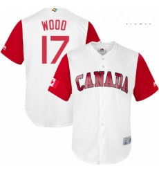 Mens Canada Baseball Majestic 17 Eric Wood White 2017 World Baseball Classic Replica Team Jersey