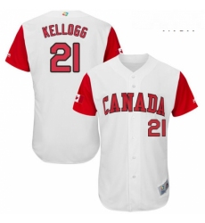 Mens Canada Baseball Majestic 21 Ryan Kellogg White 2017 World Baseball Classic Authentic Team Jersey