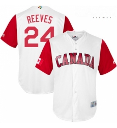 Mens Canada Baseball Majestic 24 Mike Reeves White 2017 World Baseball Classic Replica Team Jersey