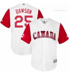 Mens Canada Baseball Majestic 25 Shane Dawson White 2017 World Baseball Classic Replica Team Jersey