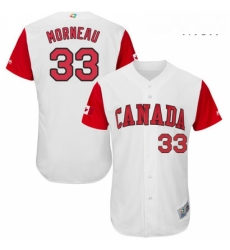 Mens Canada Baseball Majestic 33 Justin Morneau White 2017 World Baseball Classic Authentic Team Jersey