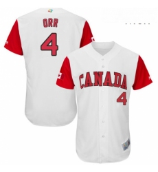 Mens Canada Baseball Majestic 4 Pete Orr White 2017 World Baseball Classic Authentic Team Jersey