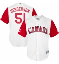 Mens Canada Baseball Majestic 51 Jim Henderson White 2017 World Baseball Classic Replica Team Jersey
