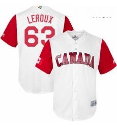 Mens Canada Baseball Majestic 63 Chris Leroux White 2017 World Baseball Classic Replica Team Jersey
