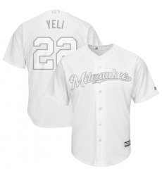 Brewers 22 Christian Yelich Yeli White 2019 Players Weekend Player Jersey