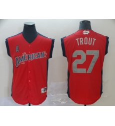American League 27 Mike Trout Red 2019 MLB all star Game Workout Player Jersey
