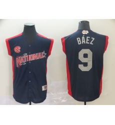 National League 9 Javier Baez Navy 2019 MLB all star Game Workout Player Jersey