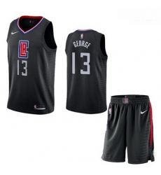 Clippers 13 Paul George Black City Edition Nike Swingman Jersey 28With Shorts