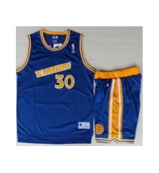 Golden State Warriors 30 Stephen Curry Blue Hardwood Classics NBA Jerseys Shorts Suits
