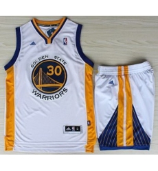 Golden State Warriors 30 Stephen Curry White Revolution 30 Swingman Jerseys Shorts NBA Suits