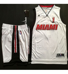 Heat #1 Chris Bosh White Throwback A Set Stitched NBA Jersey