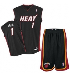 Miami Heat 1 Chris Bosh Black Revolution 30 Swingman Jersey & Shorts Suit