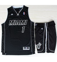 Miami Heat 1 Chris Bosh Black With White Shadow Revolution 30 Jerseys Shorts NBA Suits
