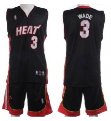 Miami Heat 3 Dwayne Wade Black Jerseys&Shorts