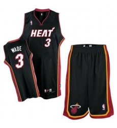 Miami Heat 3 Dwyane Wade Black Revolution 30 Swingman Jersey & Shorts Suit