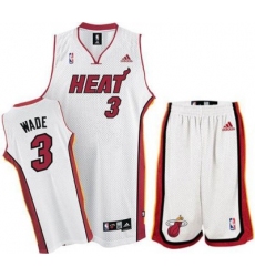 Miami Heat 3 Dwyane Wade White Revolution 30 Swingman Jersey & Shorts Suit