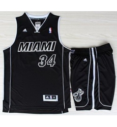 Miami Heat 34 Ray Allen Black With White Shadow Revolution 30 Jerseys Shorts NBA Suits