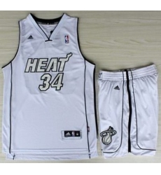 Miami Heat 34 Ray Allen White Silver Number Revolution 30 Jerseys Shorts NBA Suits