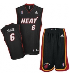 Miami Heat 6 Lebron James Black Revolution 30 Swingman Jersey & Shorts Suit