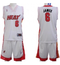 Miami Heat 6 Lebron James White Jerseys&Shorts