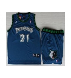 Minnesota Timberwolves 21 Kevin Garnett Blue Hardwood Classics Revolution 30 NBA Jersey Short Suits