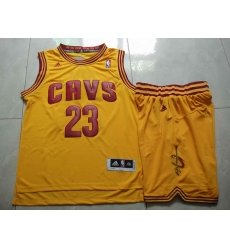 NBA Cleveland Cavaliers 23 LeBron James Yellow Jerseys Shorts Set Suit
