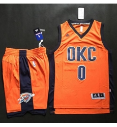 Thunder #0 Russell Westbrook Orange Alternate A Set Stitched NBA Jersey