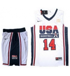 USA Basketball Retro 1992 Olympic Dream Team White Jersey & Shorts Suit #14 Charles Barkley