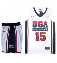 USA Basketball Retro 1992 Olympic Dream Team White Jersey & Shorts Suit #15 Carmelo Anthony