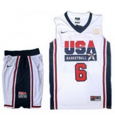USA Basketball Retro 1992 Olympic Dream Team White Jersey & Shorts Suit #6 LeBron James
