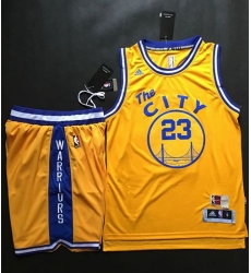 Warriors #23 Draymond Green Gold Throwback The City A Set Stitched NBA Jersey