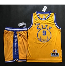 Warriors #9 Andre Iguodala Gold Throwback The City A Set Stitched NBA Jersey