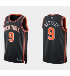 New Yok New York Knicks 9 Rj Barrett Black 75th Anniversary Stitched Swingman Basketball Jersey