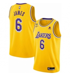 Toddler Los Angeles Lakers 6 LeBron James Yellow No 6 Patch Stitched Basketball Jersey