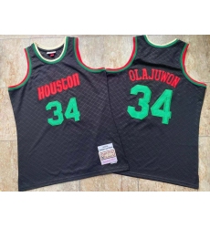 Houston Rockets 34 Hakeem Olajuwon Black 1993 94 Hardwood Classics Jersey