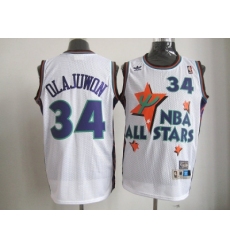 NBA 95 All Star #34 Olajuwon White Jerseys