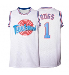 Men Space Jam Tune Squad #1 Bugs Bunny White Movie Stitched Basketball Jersey