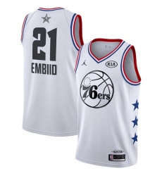 76ers #21 Joel Embiid White Basketball Jordan Swingman 2019 All Star Game Jersey