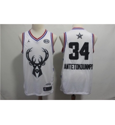 Bucks 34 Giannis Antetokounmpo White 2019 NBA All Star Game Jordan Brand Swingman Jersey