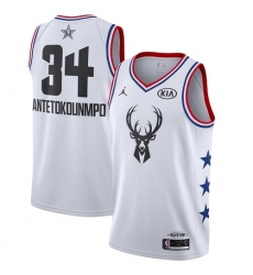Bucks #34 Giannis Antetokounmpo White Basketball Jordan Swingman 2019 All Star Game Jersey
