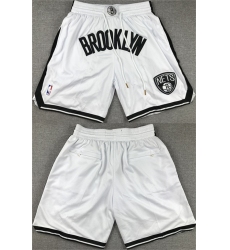 Men Brooklyn Nets White Shorts  28Run Small 29