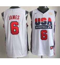 1992 Olympics Team USA 6 LeBron James White Swingman Jersey 