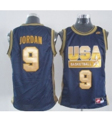 1992 Olympics Team USA 9 Michael Jordan Navy Blue With Gold Swingman Jersey
