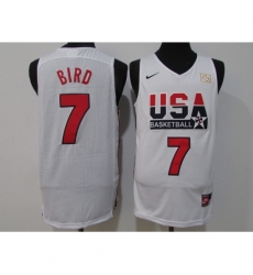 Youth  USA Basketball 7 Larry Bird White Stitched Jersey