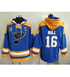 Men St. Louis Blues Brett Hull 16 Blue Stitched NHL Hoodie