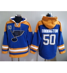 Men St. Louis Blues Jordan Binnington 50 Blue Stitched NHL Hoodie