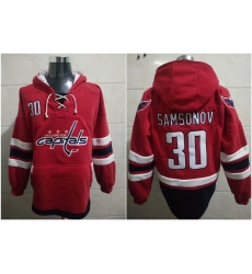 Men Washington Ilya Samsonov 30 Red Stitched NHL Hoodie